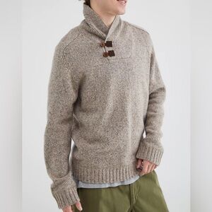 Fjallraven Lada Shawl Collar Tweed Sweater in Fog Brown Men’s Size Small